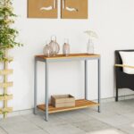 vidaXL Vonkajší stôl s úložiskom Prírodná a šedá 80 x 35 x 75 cm – Obrázok 4