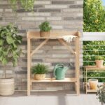 vidaXL Záhradný pracovný stôl 75x40x90 cm z masívneho borovicového dreva