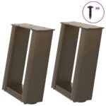 vidaXL Nohy konferenčného stolíka v tvare U, 2 ks, prírodná oceľ, 30 x (30-31) cm, oceľ