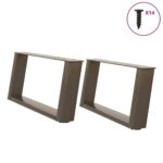 vidaXL Nohy konferenčného stolíka v tvare U, 2 ks, prírodná oceľ, 60 x (30-31) cm, oceľ