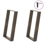 vidaXL Nohy k jedálenskému stolu v tvare U, 2 ks, prírodná oceľ, 60 x (72-73) cm, oceľ