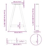 vidaXL Nohy k jedálenskému stolu v tvare A, 2 ks, 50 x (72-73) cm, oceľ – Obrázok 10