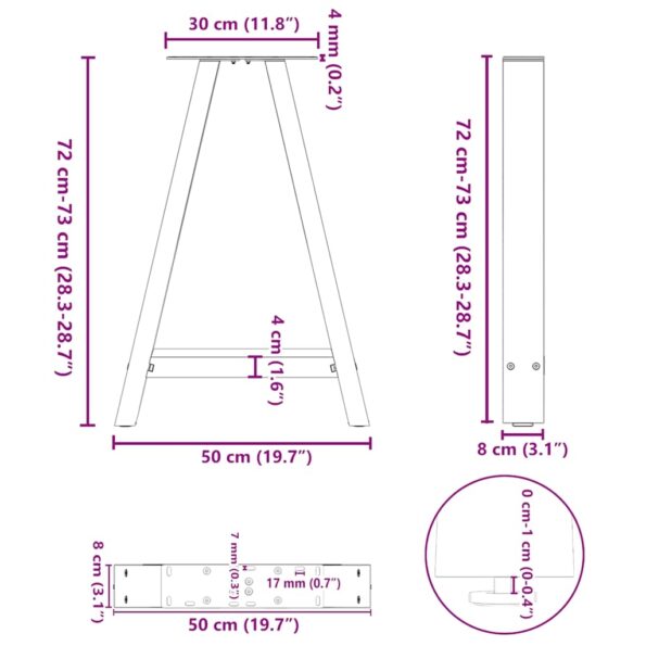 4012847_10.jpg vidaXL Nohy k jedálenskému stolu v tvare A, 2 ks, 50 x (72-73) cm, oceľ – Obrázok 10