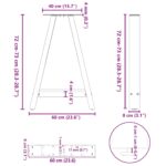vidaXL Nohy k jedálenskému stolu v tvare A, 2 ks, 60 x (72-73) cm, oceľ – Obrázok 10