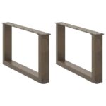 vidaXL Nohy konferenčného stolíka v tvare U, 2 ks, prírodná oceľ, 60 x (30-31) cm, oceľ