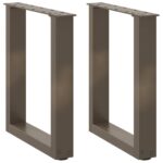 vidaXL Nohy konferenčného stolíka v tvare U, 2 ks, prírodná oceľ, 38 x (42-43) cm, oceľ
