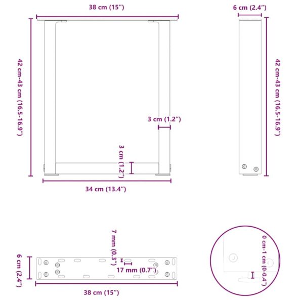 4013155_10.jpg vidaXL Nohy konferenčného stolíka v tvare U, 2 ks, prírodná oceľ, 38 x (42-43) cm, oceľ – Obrázok 10