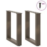 vidaXL Nohy konferenčného stolíka v tvare U, 2 ks, prírodná oceľ, 38 x (42-43) cm, oceľ – Obrázok 3