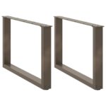 vidaXL Nohy konferenčného stolíka v tvare U, 2 ks, prírodná oceľ, 60 x (42-43) cm, oceľ