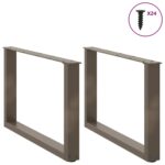 vidaXL Nohy konferenčného stolíka v tvare U, 2 ks, prírodná oceľ, 60 x (42-43) cm, oceľ – Obrázok 3