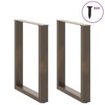 vidaXL Nohy k jedálenskému stolu v tvare U, 2 ks, prírodná oceľ, 60 x (72-73) cm, oceľ – Obrázok 3