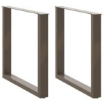 vidaXL Nohy k jedálenskému stolu v tvare U, 2 ks, prírodná oceľ, 80 x (72-73) cm, oceľ