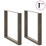 vidaXL Nohy k jedálenskému stolu v tvare U, 2 ks, prírodná oceľ, 80 x (72-73) cm, oceľ – Obrázok 3