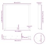 vidaXL Nohy k jedálenskému stolu v tvare U, 2 ks, prírodná oceľ, 80 x (72-73) cm, oceľ – Obrázok 9