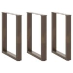 vidaXL Nohy k jedálenskému stolu v tvare U, 3 ks, prírodná oceľ, 70 x (72-73) cm, oceľ