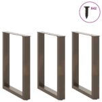 vidaXL Nohy k jedálenskému stolu v tvare U, 3 ks, prírodná oceľ, 70 x (72-73) cm, oceľ – Obrázok 3