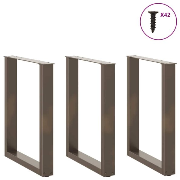 4013203_3.jpg vidaXL Nohy k jedálenskému stolu v tvare U, 3 ks, prírodná oceľ, 70 x (72-73) cm, oceľ – Obrázok 3