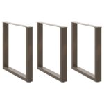 vidaXL Nohy k jedálenskému stolu v tvare U, 3 ks, prírodná oceľ, 80 x (72-73) cm, oceľ