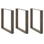 vidaXL Nohy k jedálenskému stolu v tvare U, 3 ks, prírodná oceľ, 90 x (72-73) cm, oceľ