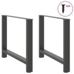 vidaXL Nohy k jedálenskému stolu, antracitové, 2 ks, 100 x (72-73) cm, oceľové – Obrázok 3