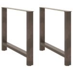 vidaXL Nohy k jedálenskému stolu, prírodná oceľ, 2 ks, 100 x (72-73) cm, oceľ