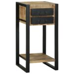 vidaXL Koncový stôl Hnedá 40 x 40 x 80 cm Masívne mango drevo – Obrázok 4