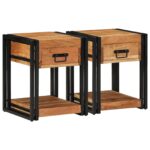 vidaXL Nočné stolíky 2 ks 40x40x50 cm z masívneho akáciového dreva – Obrázok 5