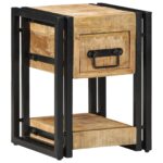 vidaXL Nočný stolík Hnedá 30 x 30 x 40 cm Masívne mango drevo – Obrázok 3