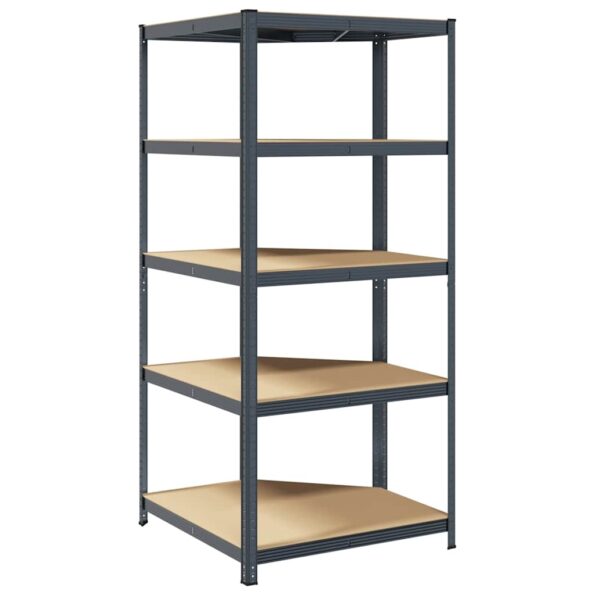 vidaXL 5-vrstvová úložná polica antracitová oceľ a spracované drevo – Obrázok 6