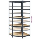 vidaXL 5-vrstvová úložná polica antracitová oceľ a spracované drevo – Obrázok 8