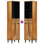 vidaXL Kúpeľňové skrinky Prírodná akácia Pevné akáciové drevo Pravidelná – Obrázok 10