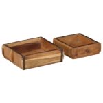 vidaXL Podnos 2 pcs Hnedá 29 x 31 x 10 cm Masívne obnovené drevo – Obrázok 2