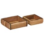 vidaXL Podnos 2 pcs Hnedá 29 x 31 x 10 cm Masívne obnovené drevo – Obrázok 3