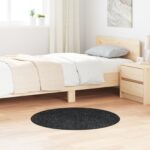 vidaXL Chlpatý koberec s latexovým podkladom tmavošedý ø90 cm
