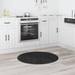 vidaXL Chlpatý koberec s latexovým podkladom tmavošedý ø90 cm – Obrázok 3