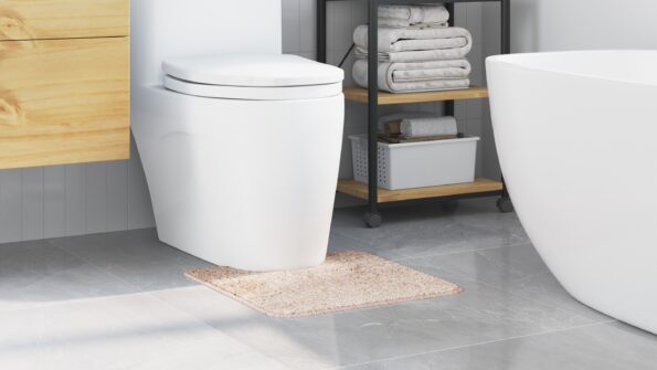 vidaXL Kúpeľňová predložka U-tvarová krémová 50x50 cm Polypropylen Protišmyková – Obrázok 4