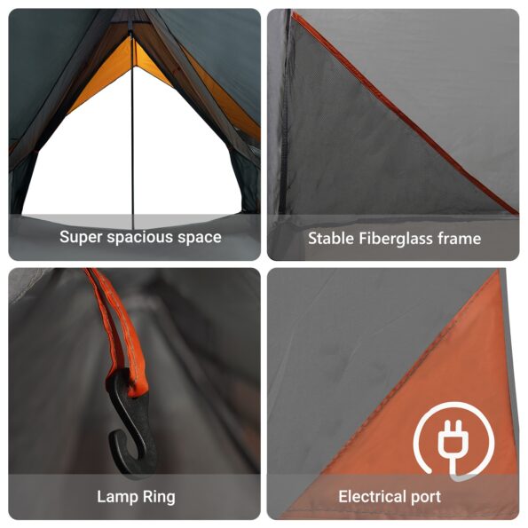 vidaXL A-rámový kempingový stan pre 5 osôb Vodotesný Sivý a oranžový – Obrázok 9