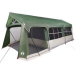 vidaXL Rodinný stan Zelená a biela 620 x 322 x 240 cm Polyester – Obrázok 12