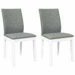 vidaXL jedálenské stoličky s vankúšmi 2 ks Biela guma masívneho dreva – Obrázok 2