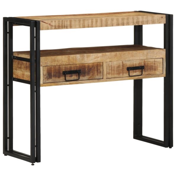 4102742_3.jpg vidaXL Koncové stoly Čierna 90x33x75 cm Pevné mangové drevo a kov – Obrázok 3