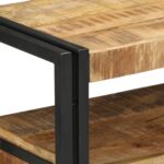 vidaXL Koncové stoly Čierna 90x33x75 cm Pevné mangové drevo a kov – Obrázok 8