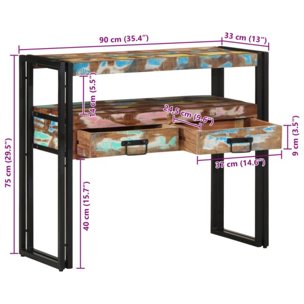 vidaXL Koncové stolíky Viac farieb 90x33x75 cm Masívne obnovené drevo a kov – Obrázok 12