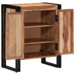 vidaXL Skrinka na topánky Čierna 30x30x40 cm z masívneho akáciového dreva a ocele – Obrázok 2