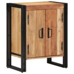 vidaXL Skrinka na topánky Čierna 30x30x40 cm z masívneho akáciového dreva a ocele – Obrázok 4