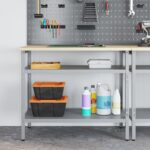 vidaXL Pracovný stôl s poličkou s úložiskom Sivá 100 x 55 x 85 cm – Obrázok 4