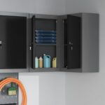 vidaXL Rohový nástrojový kabinet na stenu s vložkou a zámkom z čiernej ocele – Obrázok 3