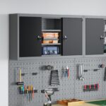 vidaXL Nástrojový kabinet na stenu s pegboardom Čierna 100x20x55 cm Oceľ
