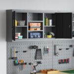 vidaXL Nástrojový kabinet na stenu s pegboardom Čierna 100x20x55 cm Oceľ – Obrázok 4