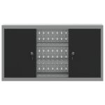 vidaXL Nástrojový kabinet na stenu s pegboardom Čierna 100x20x55 cm Oceľ – Obrázok 7