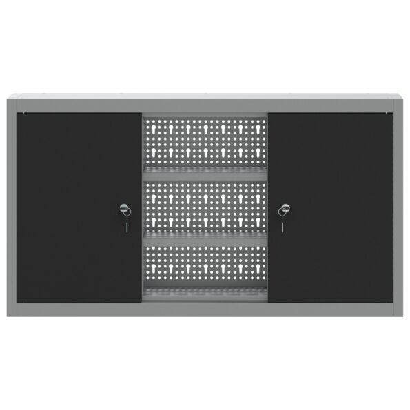 4103473_7.jpg vidaXL Nástrojový kabinet na stenu s pegboardom Čierna 100x20x55 cm Oceľ – Obrázok 7